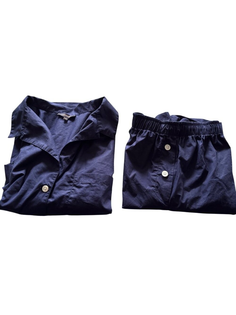 Quince Organic Cotton Shorts Pajama 2 PC Set Navy XL Short Sleeves Button Up Top